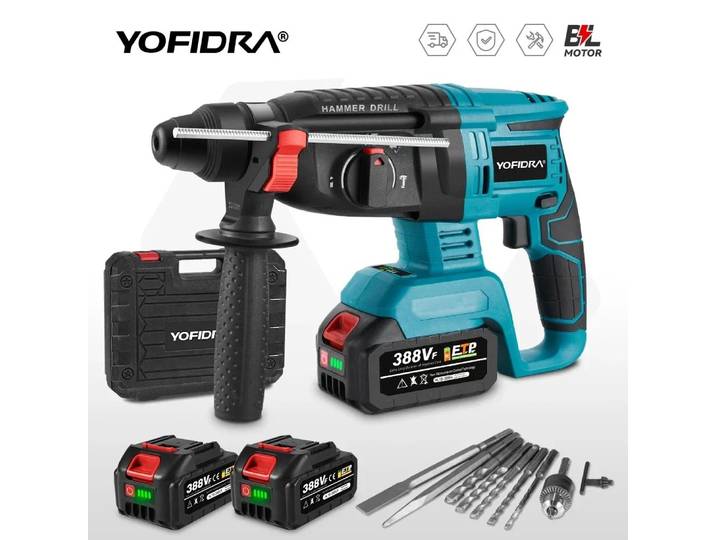 Perceuse à percussion électrique sans fil YOFIDRA 26 mm, multifonctionnelle, rechargeable, compatible avec les batteries Makita 21V.