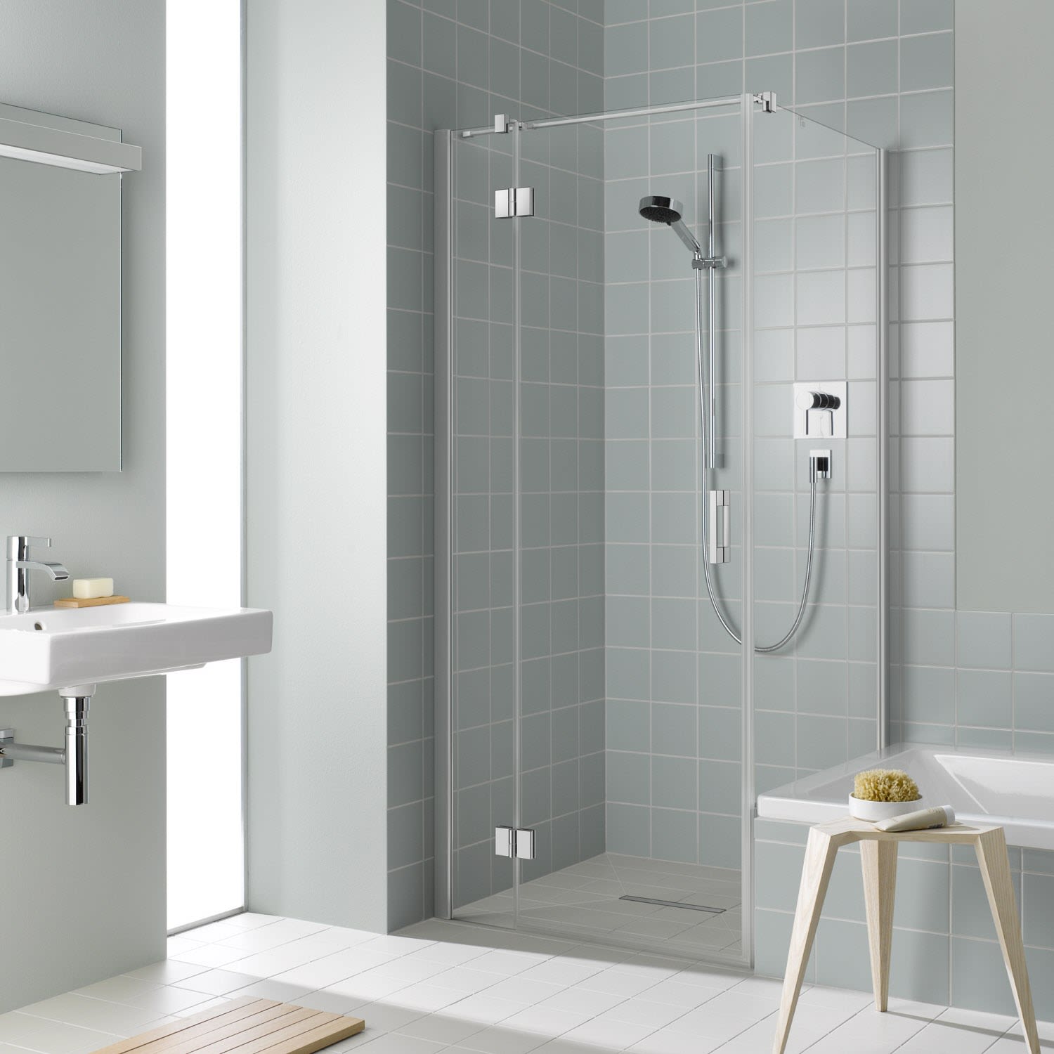 Kermi Liga Seitenwand verkürzt neben Badewanne 90 cm