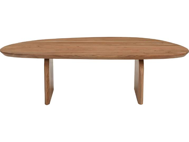 Couchtisch SIT Main aus Akazie mit Holzwangen-Gestell & Maserung , beige (natur, natur, natur), B:135cm H:38cm T:76cm, Akazie massiv, Tische, Couchtisch, Wohnzimmertisch aus Akazie 135x76 cm mit natürlicher Maserung
