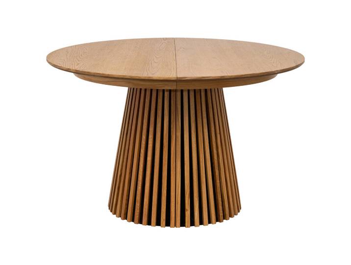 Carryhome Esstisch, Eiche, Holz, Eiche, furniert, massiv, rund, Säule, 120x75x120-200 cm, ausziehbar, Esszimmer, Tische, Esstische, Esstische ausziehbar