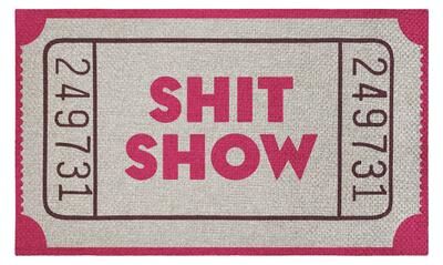 Stupell Ticket Stub Happy Hour Sh*t Show Sisal Door Mat,18x30