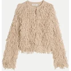 Strick-Cardigan im Flokati-Stil Beige S