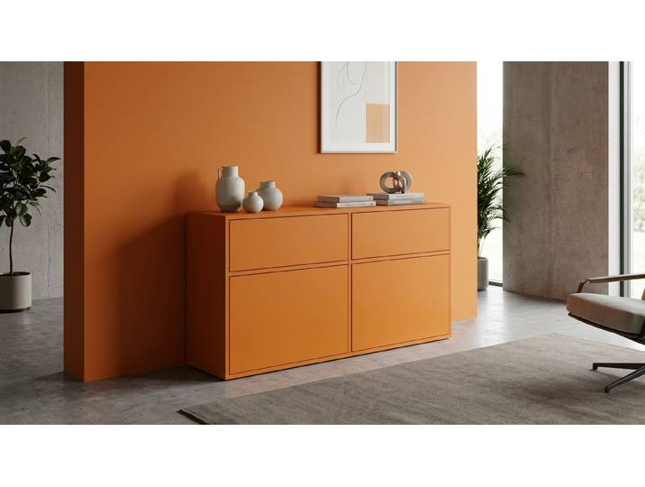 Bunte Doppelkommode nach Maß MDF Lackiert Gelb­orange