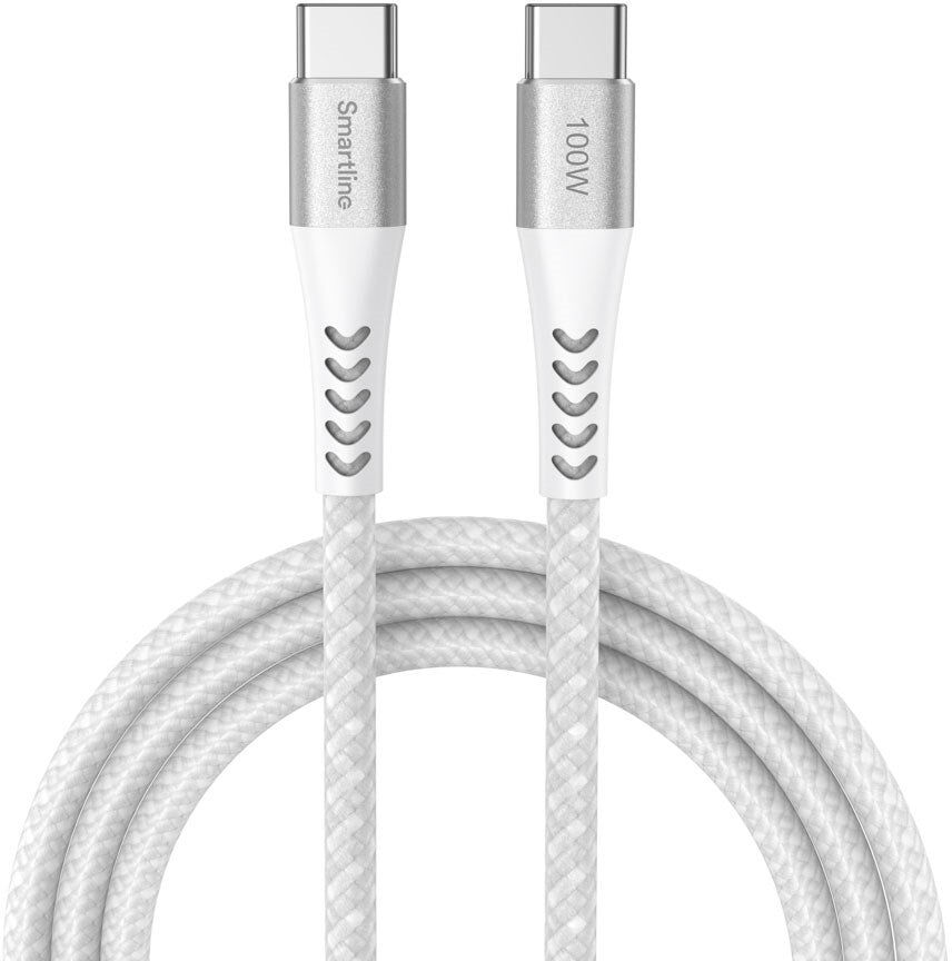 Smartline 100W USB-C til USB-C Opladerkabel - 2m - Hvid