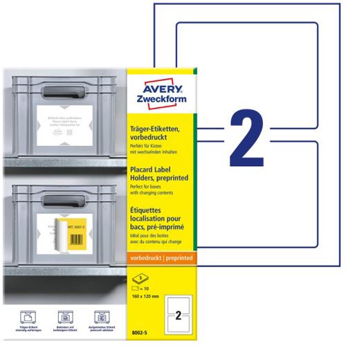 AVERY Zweckform 10 Träger-Etiketten 8002-5 weiß 160,0 x 120,0 mm