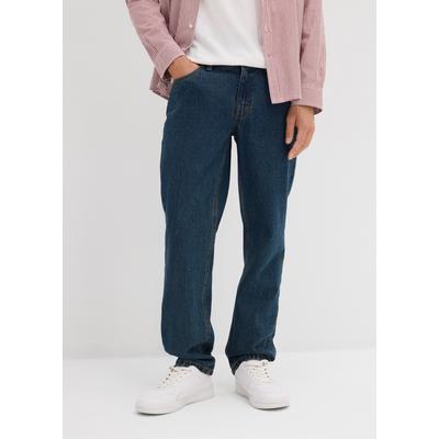Regular-fit-Jeans BONPRIX, Herren, Gr. 50, N-Gr, dunkelblau denim (länge: regulär), Denim/Jeans, Obermaterial: 99% Baumwolle, 1% Elasthan, regular fit lang, Jeans, 5-Pocket Form