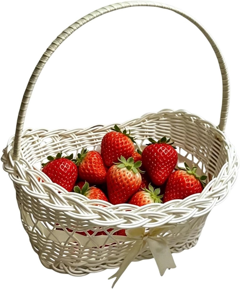 Wit geweven decoratieve mand voor opslag, Breedte: 25 cm