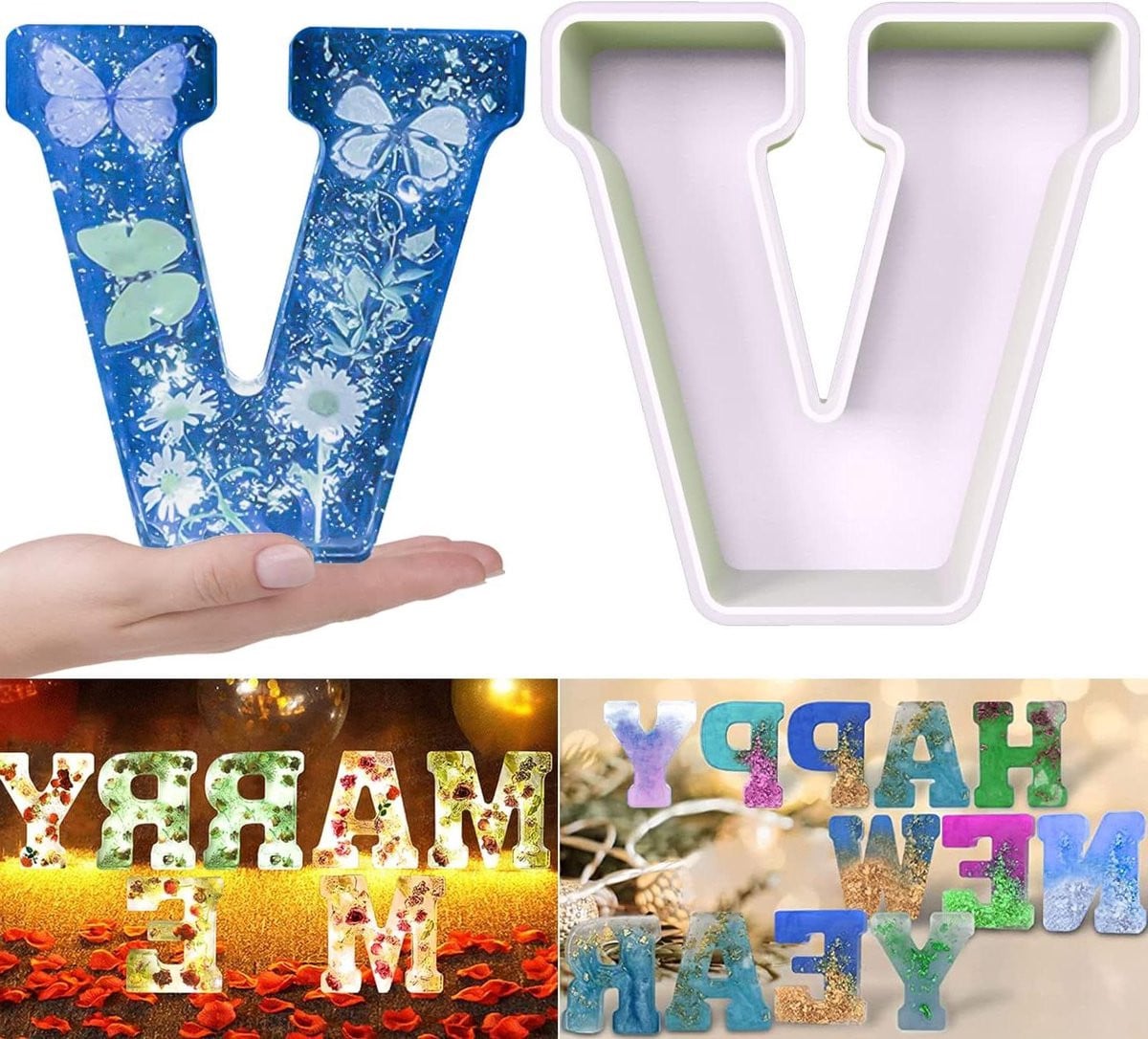 Siliconen Letter Mal voor Hars Gieten - Wit - 163 cm