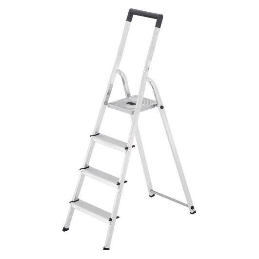 Hailo Aluminium Haushaltsleiter mit 4 Stufen (Arbeitsplattform, 115 cm) (8140-415)