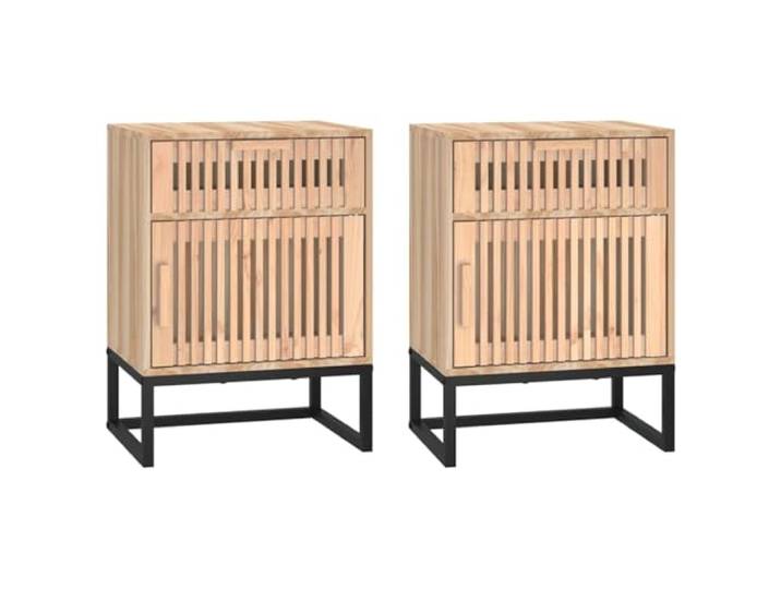 fsahslih Nachttisch 2er Set 40x30x55,5 cm Beistelltisch Holzwerkstoff Skandinavisches Design fürs Schlafzimmer mit Schublade, Türfach und stabilen Eisenfüßen für ordentlichen Stauraum.