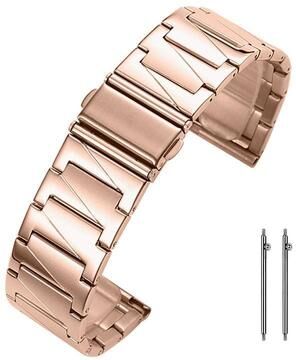 Everyday Crate 22mm Stainless Steel Watch Band XDfind Stepped Adjustable Metal Watch Strap rose Gold