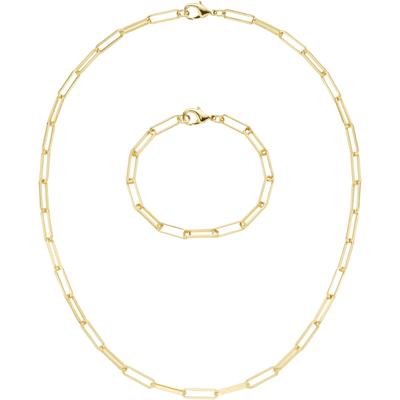 Ketten und Armband Set FIRETTI "Multipack Schmuck Geschenk Armkette Halskette Langankerkettenglieder", gold (gelbgoldfarben), Schmuck_Sets, Damen, Messing