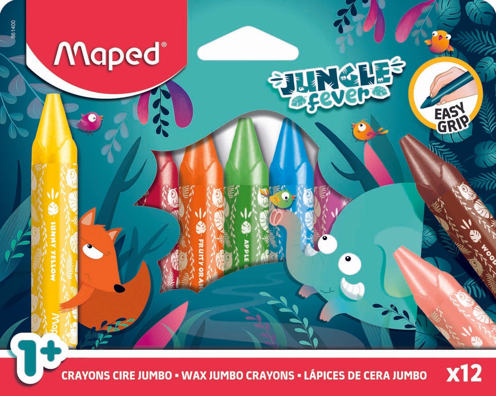 maped JUNGLE fever Jumbo Wachsmalstifte farbsortiert, 12 St. 861400