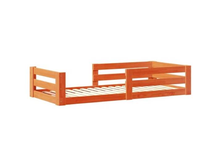 KTHLBRH Einzelbett 100 x 200 cm braun gewachst aus Kiefernholz Bettgestell ohne Matratze, Lattenrost aus Sperrholz, Montage erforderlich