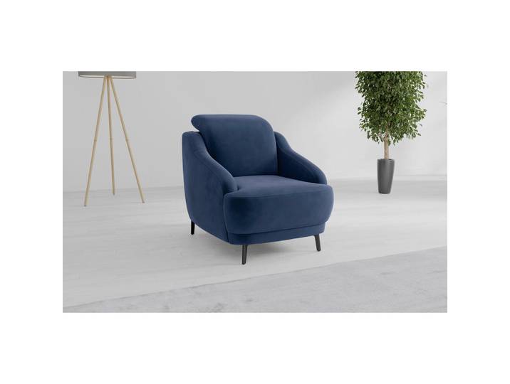 Sessel, Blau, 87x93x104 cm, Textil, Gepolsterte Armlehnen, Modern, sit&more