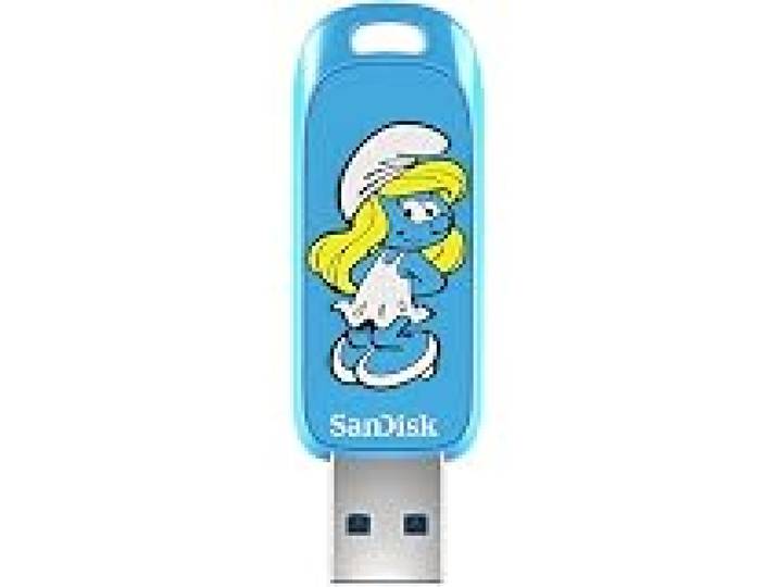 SanDisk Clé USB 256 Go Schtroumpfs SDCZIS-256G-G46 - Édition Schtroumpfette - Jusqu'à 130 Mo/s, USB Type-A pour consoles de jeu et ordinateurs