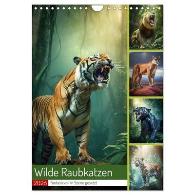 Wilde Raubkatzen (Wandkalender 2026 DIN A4 hoch), CALVENDO Monatskalender