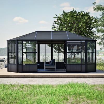 Pavillon SOJAG "Charleston 12x18", grau (anthrazit), B/H/T: 594cm x 280cm x 384cm, Pavillons, Wintergarten, BxT: 594x384 cm