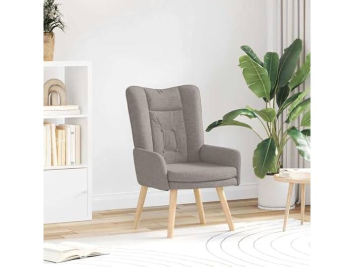 IBUQDDV Sessel Taupe Stoff Polyester mit Kautschukholzbeinen für Wohnzimmer Modernes Design, gepolsterte Armlehnen, vielseitig für Büro, stabile Holzkonstruktion, einfache Montage