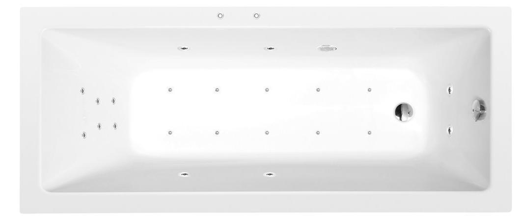 Polysan NOEMI Whirlpool-Badewanne, 160x80x39cm, Attraction Hydro-Air, Chrom