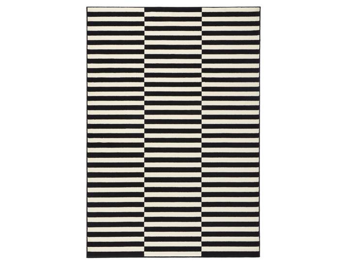 Tapis tissé plat rayé noir et blanc malmö 160x230cm