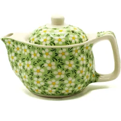 Small Herbal Teapot - Green Daisy
