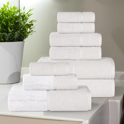 Superior Modern Cotton 9 Piece Bathroom Towel Set - Jacquard Solid & Abstract Patterned Mix