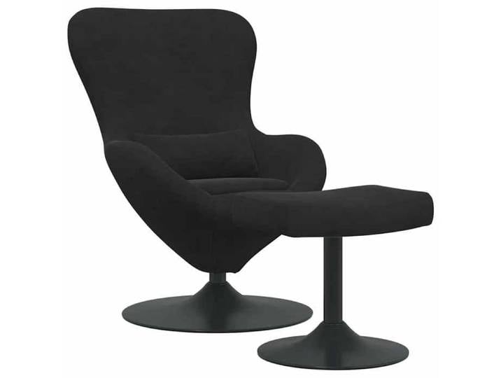 Mode Chaise Œuf avec Pouf Noir Velours - Pour adulte ou enfant - Poids maximal: 110 kg/siège_13735