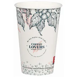 VEPATIM 200x Kaffeebecher CoffeeToGo Pappbecher Design COFFEE LOVERS 300ml schmal