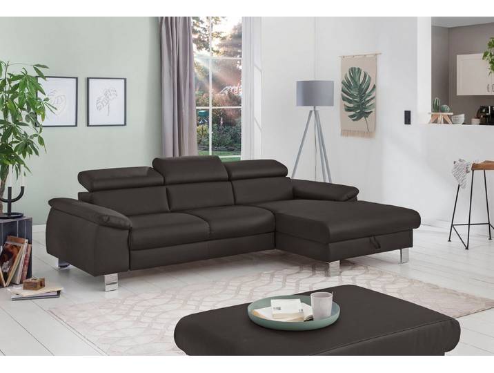 COTTA Ecksofa Komaris L-Form,B:244cm, inkl. Kopfteilverstellung, Wellenunterfederung, optional mit Schlaffunktion und Bettkasten, plus opt. LED Beleuchtung