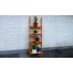 Blumenleiter Engels Honigbraun 58 x 46 x 177 cm - Blumenständer aus Kiefer/Fichte - Blumenregal für Garten - Pflanzenleiter für Balkon & Terrasse