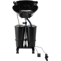 VEVOR  Friseur Waschbecken, Haarwaschwanne mit elektrischer Pumpe, inkl. 2 Eimern, 2 Duschköpfen, Ablaufschlauch, höhen- und winkelverstellbarer Rückwärtswaschbecken für Friseursalon, schwarz