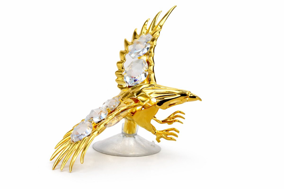 Gouden Adelaar met Kristallen – 24K Verguld Luxe Beeldje voor op tafel
