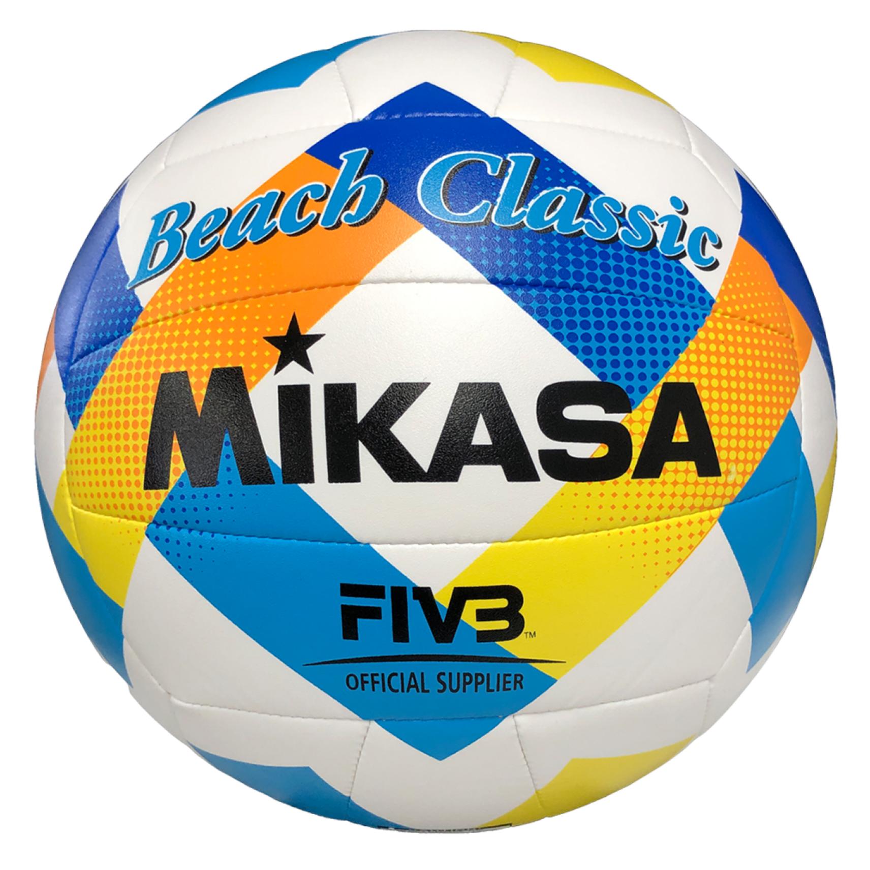 Mikasa Piłka siatkowa plażowa Beach Classic biało-niebiesko-żółta BV543C-VXA-Y (5) (5) (BV543C-VXA-Y)