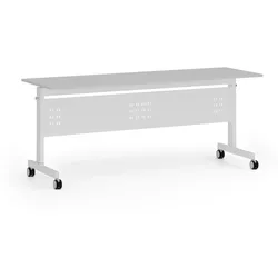Mobiler Schreibtisch PRIMO MOBI, 180x60 cm, weißes Metallgestell, grau