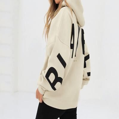 Top Demand Picks Autumn Winter Fashion Hoodie, Women's Printed Top, Loose Casual Long Sleeve, High Quality Thickened Versatile Wears apricot l