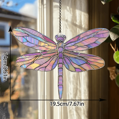 Inspire Picks Colorful Acrylic Dragonfly Suncatcher Hanging Window & Garden Decor pendant Ms10392