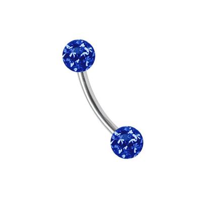 Augenbrauenpiercing ADELIA´S "Piercing Augenbrauenpiercing", blau (dunkelblau), Piercings, Damen, 3, Titan, Titan Banane mit 2 mini Ferido Epoxy Kugeln