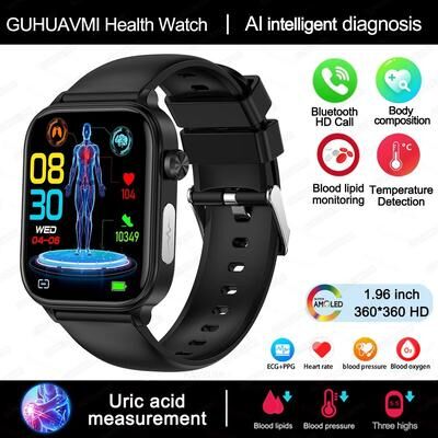 Uplift Essentials AI Health Diagnostic & Body Composition Smartwatch black