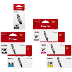 Canon Original PGI-580PGBK + CLI-581 Druckerpatronen 6er-Multipack - BK/C/PB/M/Y/BK