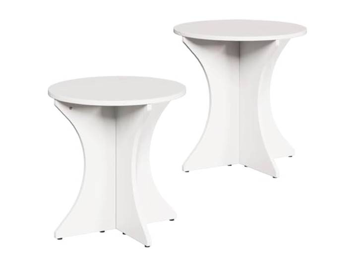 LASWWQMRF 2er Set Couchtisch Weiß Rund Massivholz Kiefer Beistelltisch Harmonisches 2er Set aus massivem Kiefernholz bringt rustikale Eleganz und flexible Ablagefläche in Ihr Wohnzimmer.