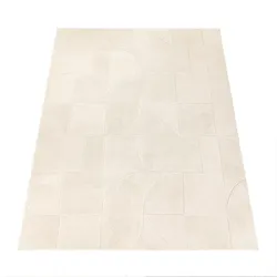 KADIMA DESIGN Teppich Kurzflor waschbar Struktur Wohnzimmer schmutzabweisend Creme Rechteckig 80x150 | 100% Polyester | Florhöhe: 12 mm