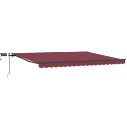 vidaXL Markise Manuell mit LEDs Weinrot 400x300 cm
