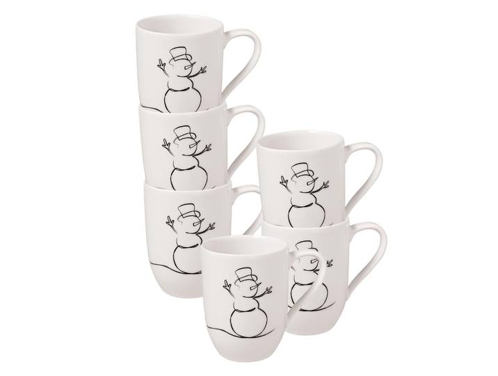 Becher VILLEROY & BOCH Statement Lines Becher 'XMAS' Statement Lines Becher 290 ml 6er Set weiß , weiß, Porzellan, Trinkgefäße, Becher