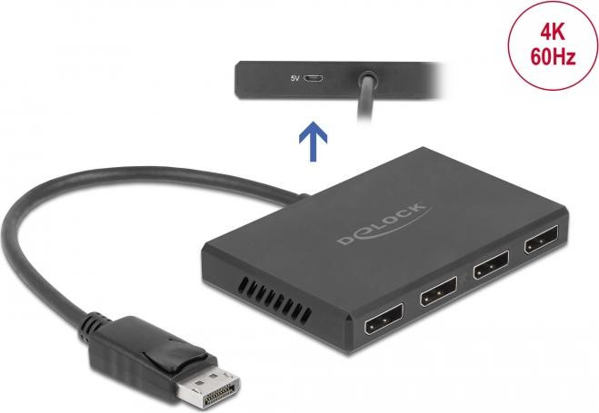 Delock DisplayPort 1.4 splitter, 1 x DisplayPort naar 4 x DisplayPort