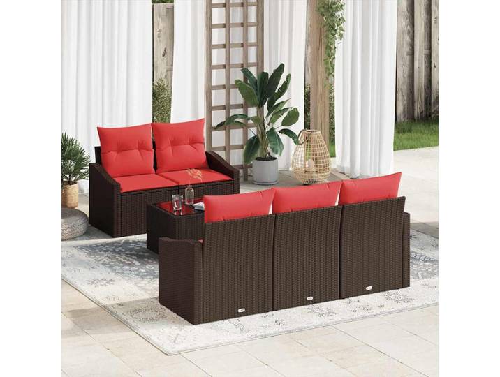 vidaXL Sofa Set 6 stk. 3-Sitzer Braun und Rot