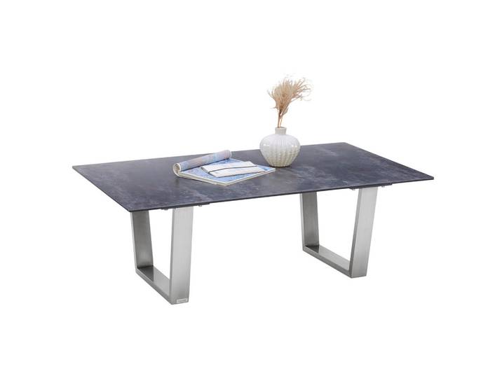 Novel Couchtisch, Edelstahl, Dunkelgrau, Metall, Glas, Keramik, rechteckig, U-Form, 70x42x120 cm, Wohnzimmer, Wohnzimmertische, Couchtische, Couchtische Glas