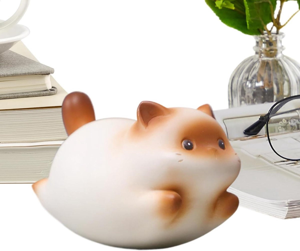 Kleine Kat Beeldjes - Mini Kat Decoratie voor op je Bureau met een Zacht Schommelend Effect