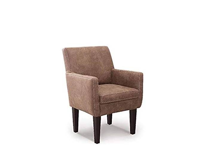 CAVADORE Malm Fauteuil rembourré pour Cuisine ou Salle à Manger Aspect Cuir avec Coutures contrastées Compatible avec l'ensemble de Cuisine Malm 66 x 96 x 71 cm Microfibre Marron Clair
