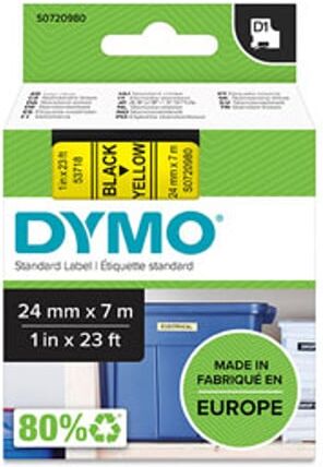 Dymo Lettertape 53718 D1 24mmx7m Poliester amarelo/preto